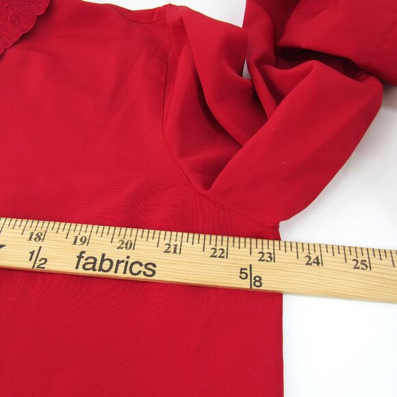 Laura Scott Women's Red Embroidered Hidden Buttons Long Sleeve Blouse Size 16 - Picture 5 of 10
